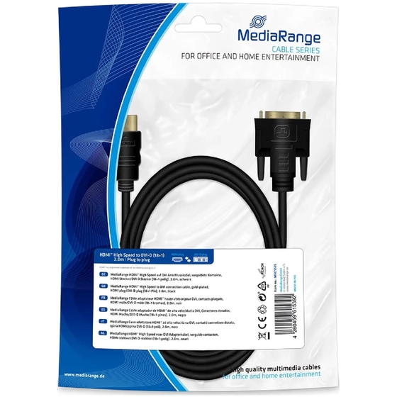 Καλώδιο MediaRange MRCS185 DVI-D Male σε HDMI Male - 2m image 0