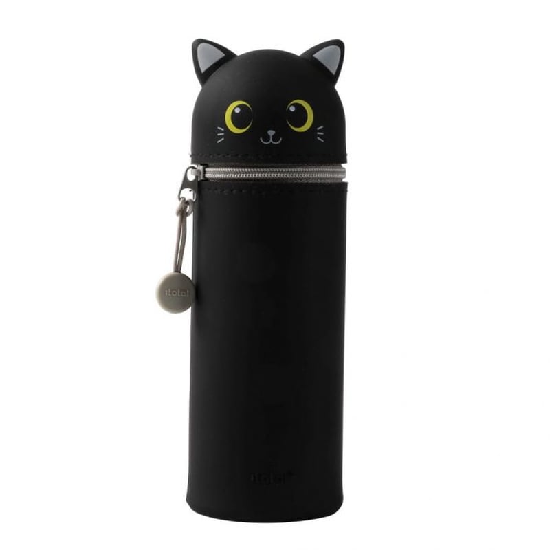 I-TOTAL Κασετίνα Βαρελάκι I-total Σιλικόνης Cute Animal Cat Μαύρη