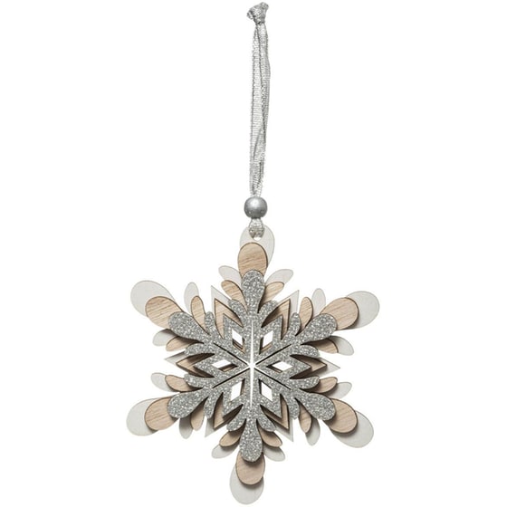 Χριστουγεννιάτικο Στολίδι Spitishop A-s Silver Snowflake 175946 Ξύλινο 1 Τμχ - Χιονονιφάδα image 0