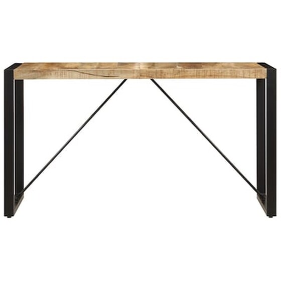 Τραπεζαρία Vidaxl από Μασίφ Ξύλο Μάνγκο 140x70x75 cm - Μαύρο/Καφέ image 3