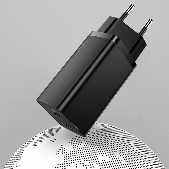 Φορτιστής Πρίζας Baseus 2 port Usb-C,Usb 65W - Black image 3