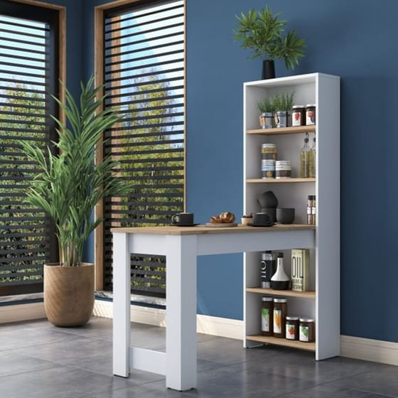 Τραπέζι Κουζίνας 24Mall Brio από Μαριοσάνιδα 120x53.8x153.6 cm - Καρυδί/Λευκό image 2