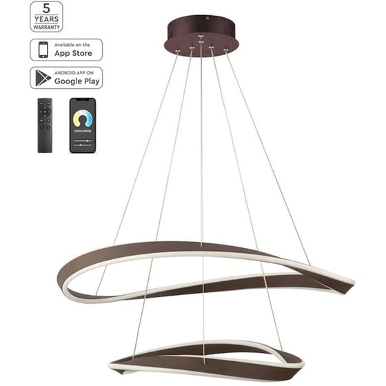 Φωτιστικό Οροφής Led Dimmable Smart Wifi Homelighting Mateo 77-8129 από Αλουμίνιο - Καφέ image 2