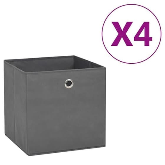 Κουτιά Αποθήκευσης Vidaxl Σετ 4 Τμχ από Ύφασμα 28x28x28 cm - Γκρι image 1