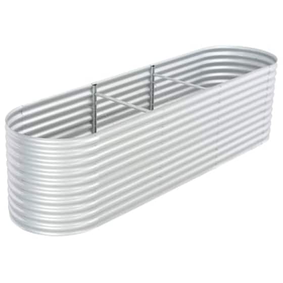 Vidaxl Ζαρντινιέρα Υπερυψωμένη Ασημί 320x80x81 Εκ. Γαλβανισμ. Χάλυβας image 0