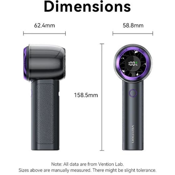 VENTION PBBV0 Ανεμιστήρας Χειρός με USB Μαύρο-Μωβ image 2