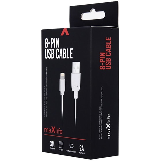 Καλώδιο Φόρτισης Maxlife USB-Α σε Lightning 3m - White image 2