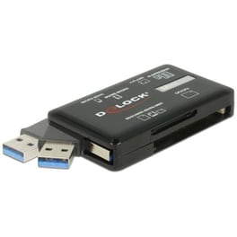 Delock Card Reader Usb 3.2 91758 Για Cf/sd/micro Sd/ms/m2/xd, Μαύρο