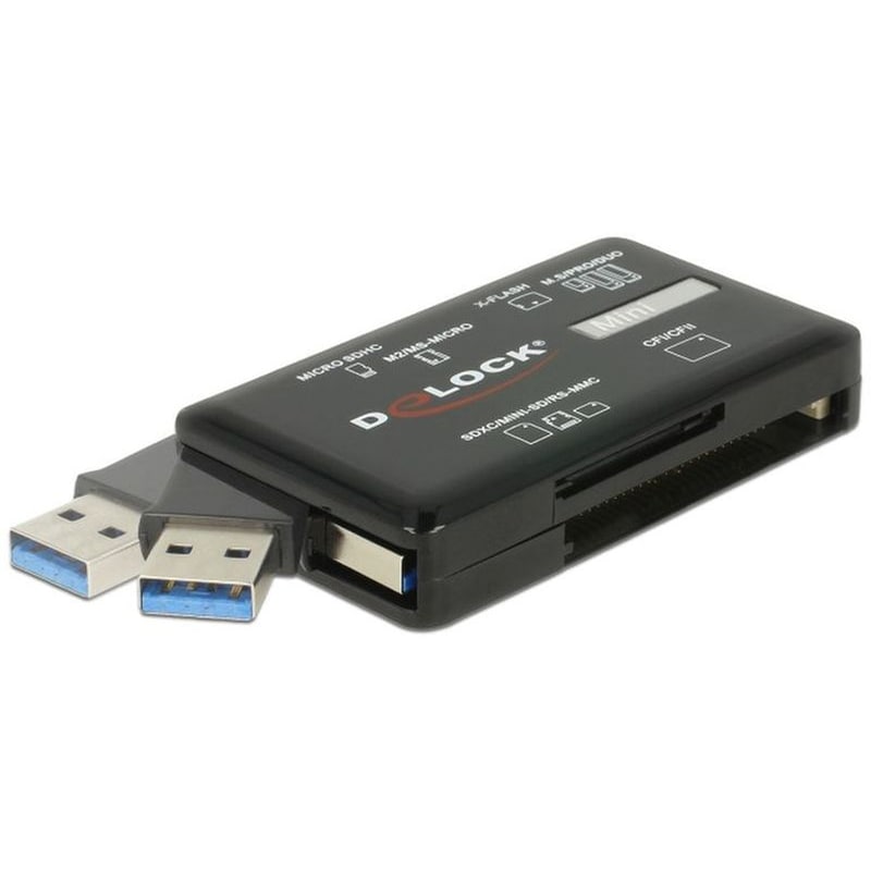 Delock Card Reader Usb 3.2 91758 Για Cf/sd/micro Sd/ms/m2/xd, Μαύρο
