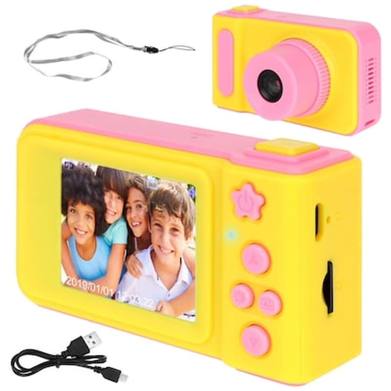 Παιδική Ψηφιακή Κάμερα Ροζ 1080p Hd Video 2 Lcd + 2gb Microsd