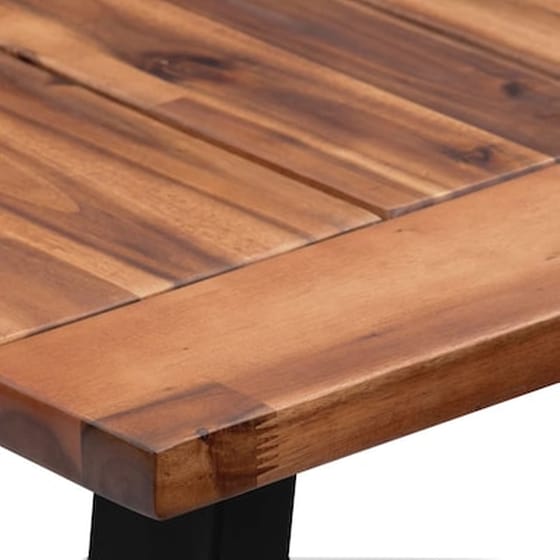 Τραπεζαρία Vidaxl Από Μασίφ Ξύλο Ακακίας 180x90x75 cm - Μαύρο/Καφέ image 5