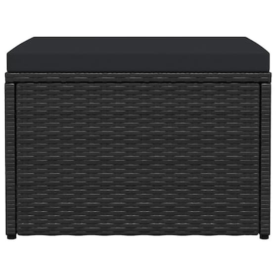 Vidaxl Υποπόδιο Κήπου Μαύρο Από Συνθετικό Ρατάν Με Μαξιλάρι image 2