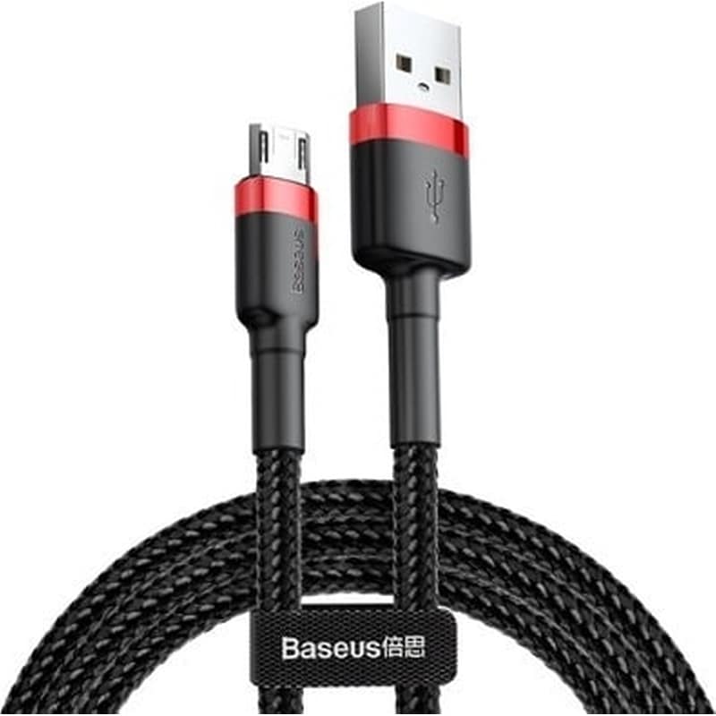 BASEUS Καλώδιο δεδομένων Baseus Cafule Nylon Braided Usb to Micro Usb 2.4A 1m - Black/Red