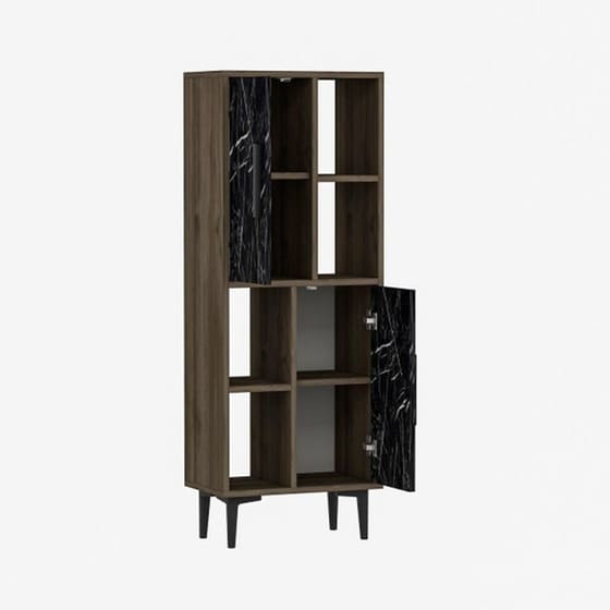 Βιβλιοθήκη 24Mall Toro από Μοριοσανίδα 50x29.6x135 cm - Μαύρο/Καρυδί image 2
