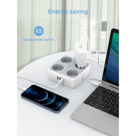 Πολύπριζο TESSAN TS-302-C με θύρες AC, USB-A, USB-C image 6