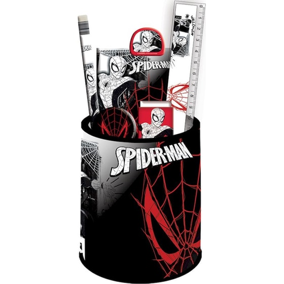 Μολυβοθήκη Μεταλλική με Σχολικό Σετ Gim Spiderman World of Web image 0