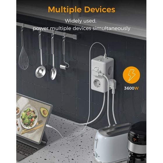 Πολύπριζο TESSAN TS-306-C με θύρες AC, USB-A, USB-C image 5