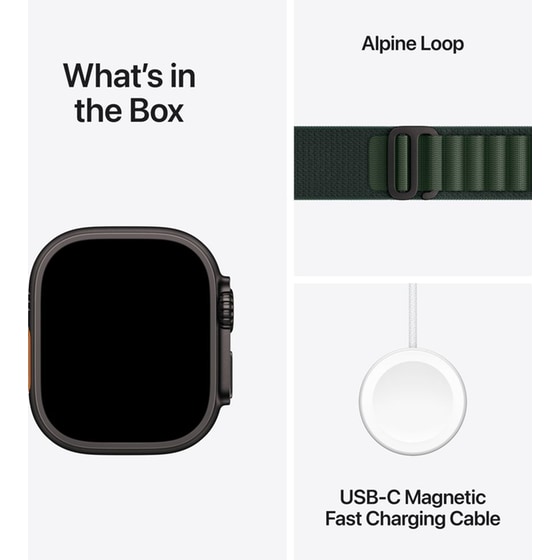 Apple Watch Ultra 2 GPS + Cellular 49mm Black Titanium Case with Dark Green Alpine Loop - Large image 8