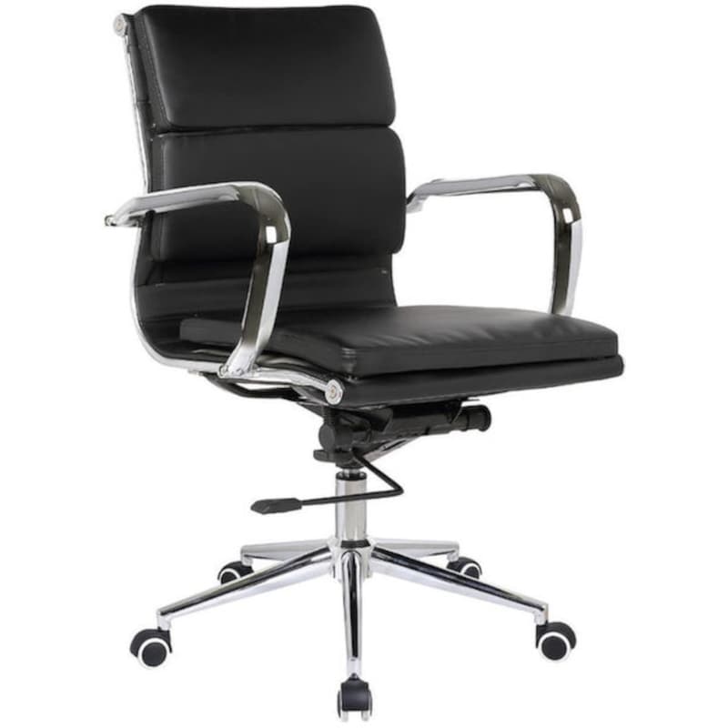 WOODWELL Καρέκλα Γραφείου Woodwell BF4801 από Τεχνητό Δέρμα - Μαύρη