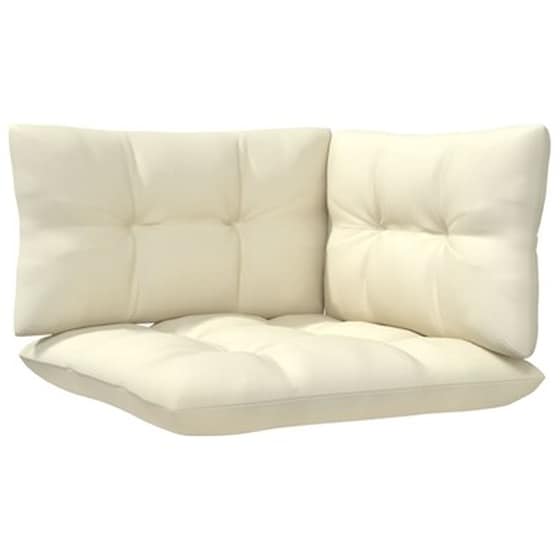 Καναπές Κήπου Γωνιακός VidaXL με Μαξιλάρια από Μασίφ Ξύλο Πεύκου 63.5x63.5x62.5 cm - Κρεμ image 5