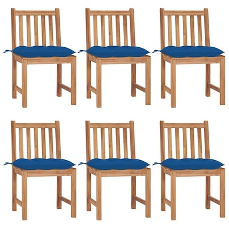 Vidaxl Καρέκλες Κήπου 6 Τεμ. Από Μασίφ Ξύλο Teak Με Μαξιλάρια