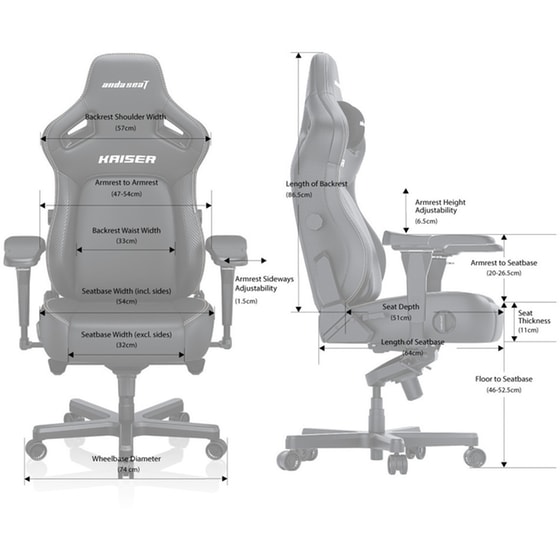 Καρέκλα Gaming Anda Seat Kaiser 4 XL Υφασμάτινη - Μαύρη image 3