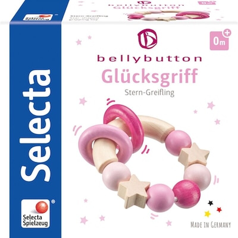 Selecta Lucky Handle Ξύλινη Κουδουνίστρα Αφής Ροζ