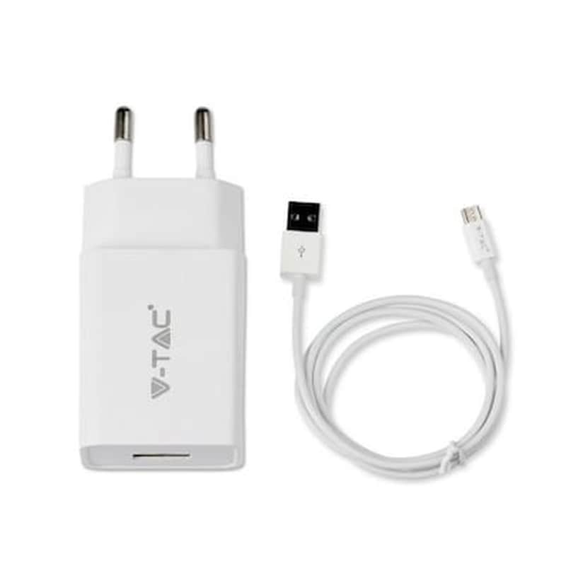 OEM Σετ Φόρτισης V-tac 18W 3A with cable Micro Usb - White