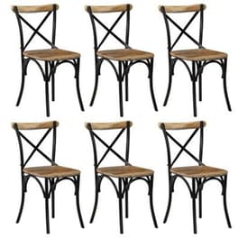 Καρέκλες Vidaxl Με Χιαστί Πλάτη από Μασίφ Ξύλο Μάνγκο 6 Τμχ - Μαύρες