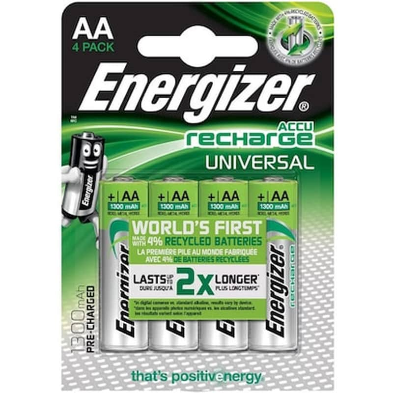 ENERGIZER Επαναφορτιζόμενες Μπαταρίες Energizer AA NiMH 1300mAh 1.2 V 4 τεμάχια