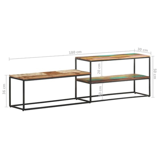 Έπιπλο Τηλεόρασης VidaXLαπό Μασίφ  Ξύλο 180x30x50cm - Καφέ image 4