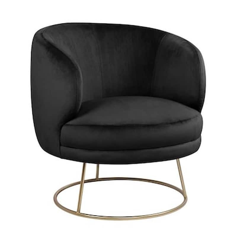 Πολυθρόνα Από Βελούδο Arien Μαύρη Με Χρυσή Βάση HOMEMARKT
