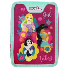 Κασετίνα Παραλληλόγραμμη Γεμάτη Disney Princess Girl Vibes Διπλή