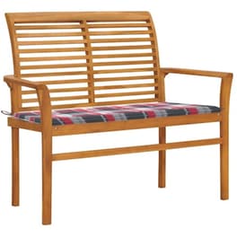 Παγκάκι Κήπου VidaXL με Μαξιλάρι 112x55x94 cm από Μασίφ Ξύλο Teak - Κόκκινο