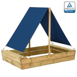 VidaXL Αμμοδόχος με Σκίαστρο 160x100x133cm Ξύλινη - Καφέ/ Μπλε
