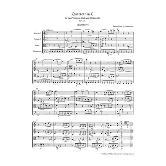 Βιβλίο Για Σύνολα Barenreiter Mozart - String Quartet In C Major Kv465 [pocket Score] image 2