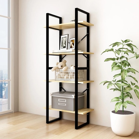 Βιβλιοθήκη VidaXL από Μέταλλο 60x30x140 cm - Μπεζ/Μαύρο image 2