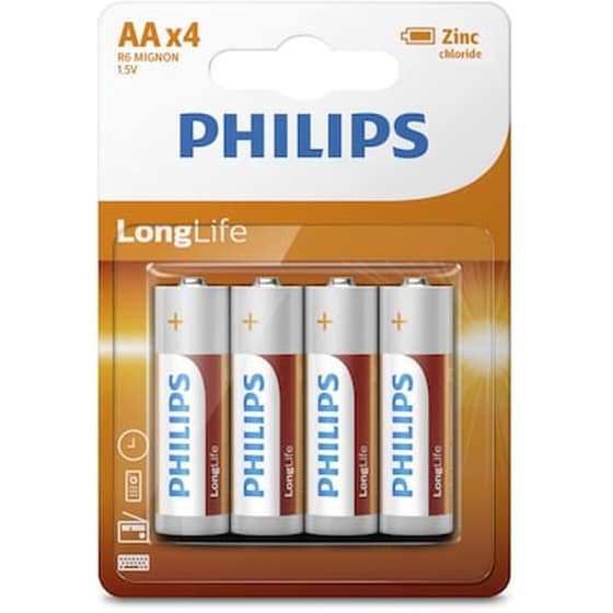 Philips Long Life Αλκαλικές Μπαταρίες Super Heavy Duty LR6 ΑΑ 1.5V  4τμχ image 0