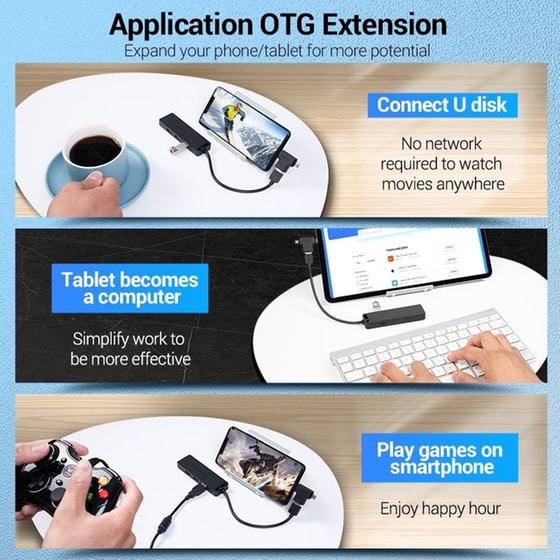 Vention Hub 4 Θυρών USB 2.0 με σύνδεση USB-A - Μαύρο image 1