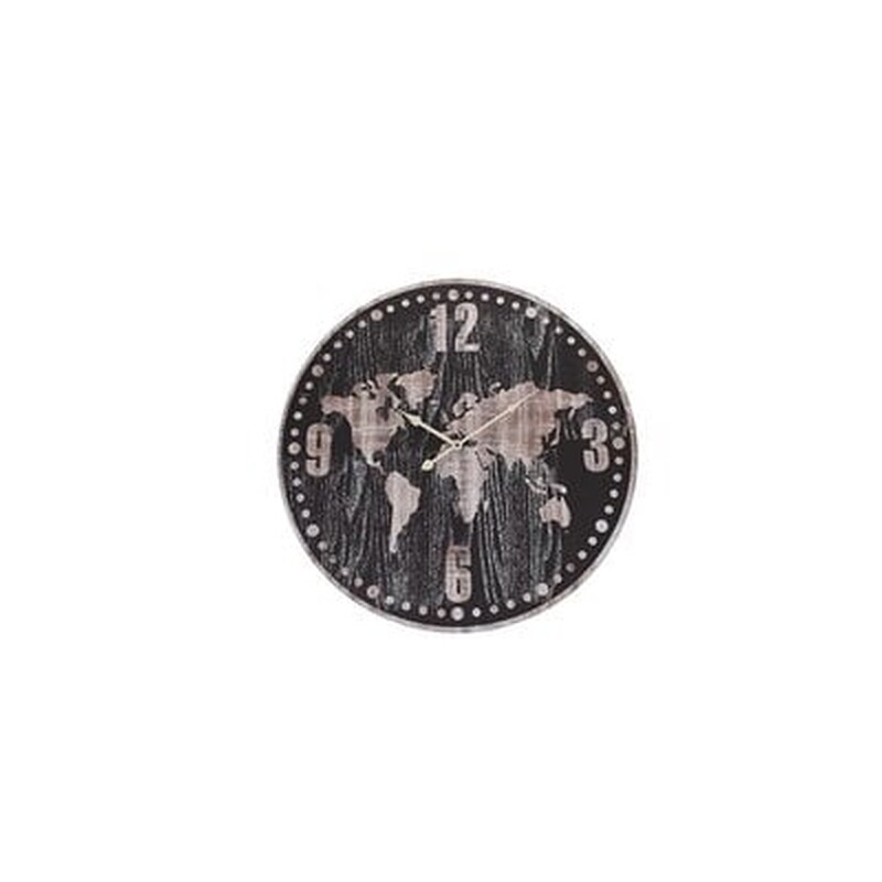 Αναλογικό Ξύλινο Ρολόι Τοίχου, Με Θέμα Χώρες Του Κόσμου, Διαμέτρου 60 Εκατοστών Μαύρο