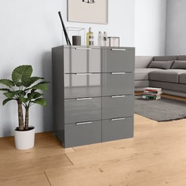 Vidaxl Συρταριέρα Γυαλιστερή Γκρι 60 X 35 X 76 Εκ. Από Μοριοσανίδα