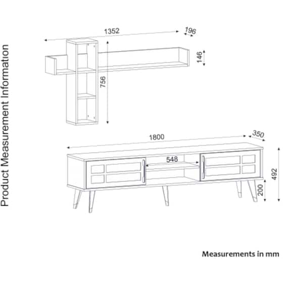 Έπιπλο Τηλεόρασης 24Mall Logo από Μοριοσανίδα 180x35x49.2 cm - Καφέ image 6
