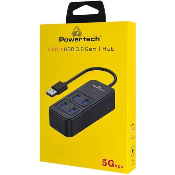 Powertech Usb Hub Ptr-0153, 4x Θυρών, 5 Gbps, Usb Σύνδεση, Μαύρο image 1