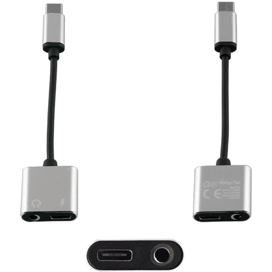 Αντάπτορας Volte-Tel USB-C male σε 3.5mm / USB-C female Ασημί image 0