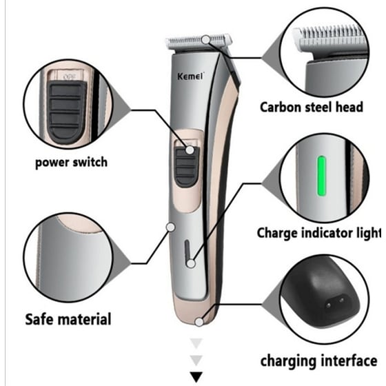 KEMEI KM-721 Κουρευτική Μηχανή Eπαναφορτιζόμενη Ασημί image 1