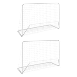 Vidaxl Τέρματα Ποδοσφαίρου 2 Τεμ Λευκά 182x61x122 Εκ Ατσάλινα + Δίχτυα