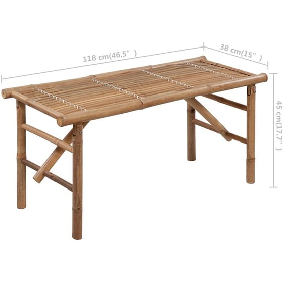 Παγκάκι Κήπου VidaXL με Μαξιλάρι από Μπαμπού 118x38x45 cm - Καφέ/Μπλε image 9