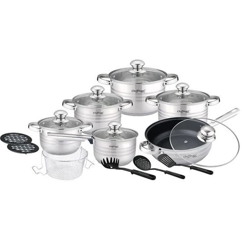 CHEFFINGER Σετ Μαγειρικών Σκευών CHEFFINGER CF-1830M 18 τμχ Inox