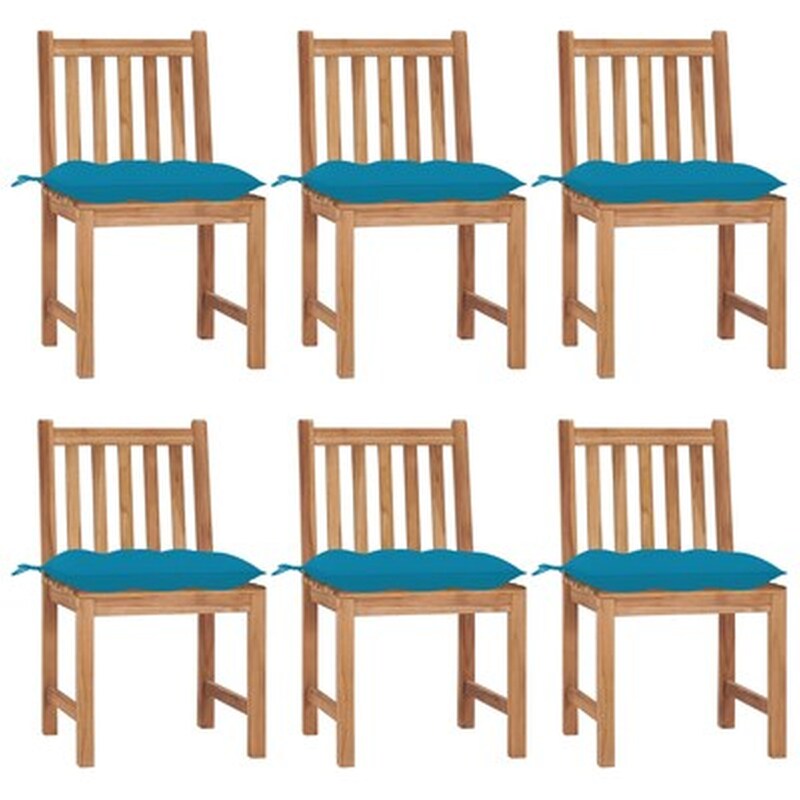 Vidaxl Καρέκλες Κήπου 6 Τεμ. Από Μασίφ Ξύλο Teak Με Μαξιλάρια