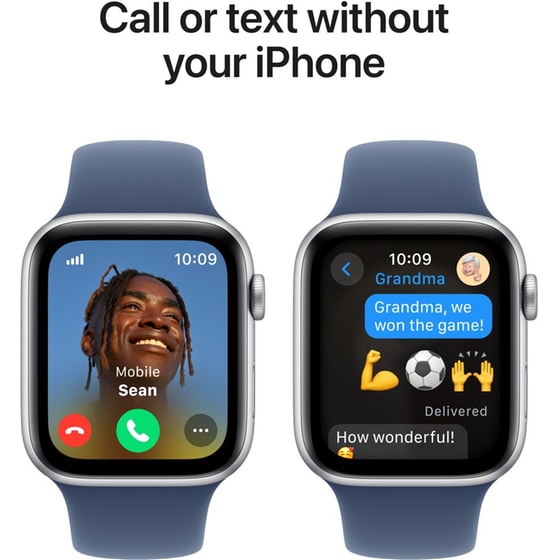 Apple Watch SE GPS + Cellular 40mm Silver Aluminum Case with Denim Sport Band - S/M image 3